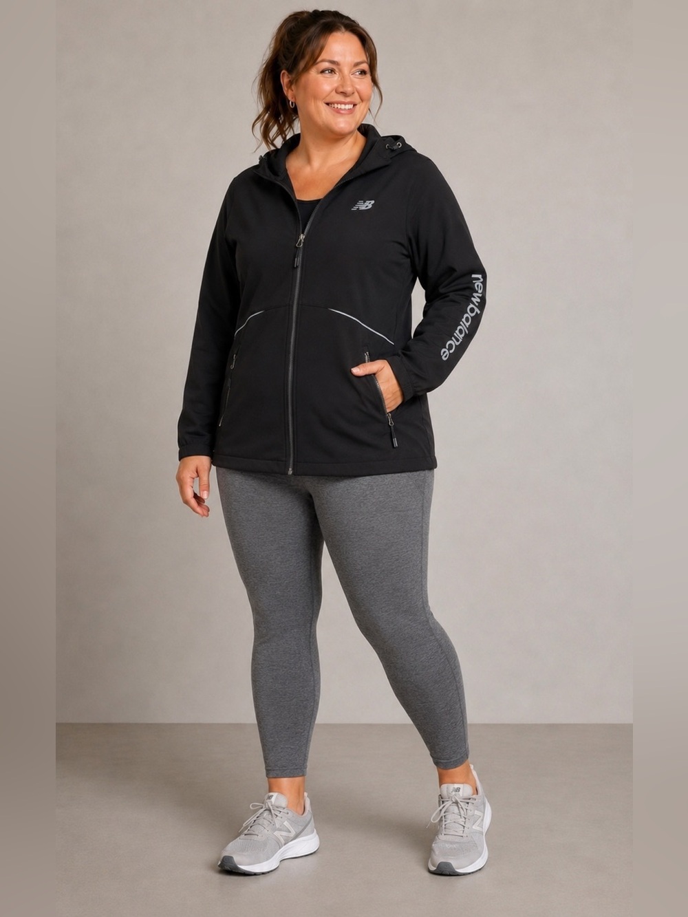 New Balance Softshell Black Zip Hoodie  With Reflective Accents Sz 1X